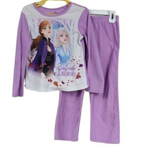 Disney Frozen II Soft Purple Fleece Anna Elsa Pajama 2pc Set PJ Toddler Girl 4/5